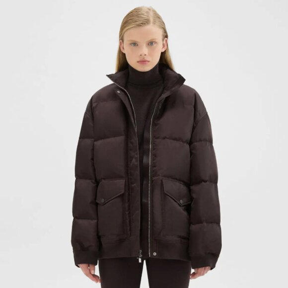 THEORY oversized puffer jacket in recycled nylon - mink - Picture 1 of 6